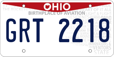 OH license plate GRT2218