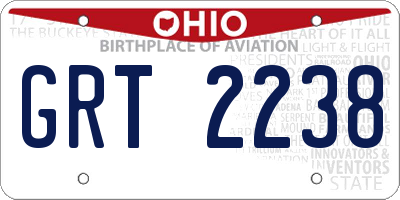 OH license plate GRT2238