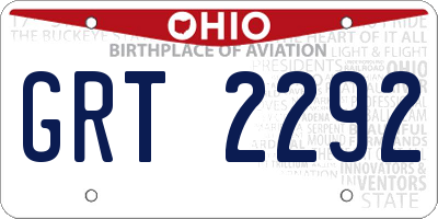 OH license plate GRT2292