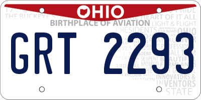 OH license plate GRT2293