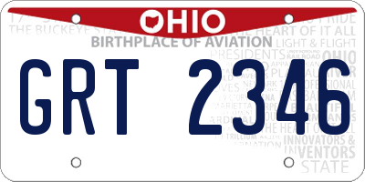 OH license plate GRT2346