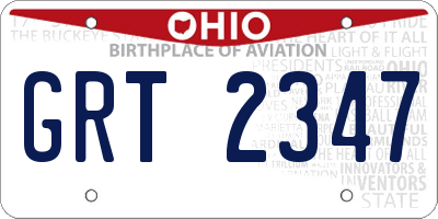 OH license plate GRT2347