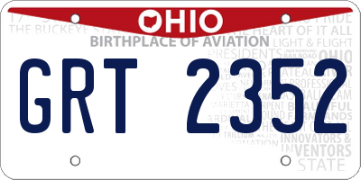 OH license plate GRT2352