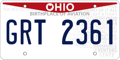 OH license plate GRT2361