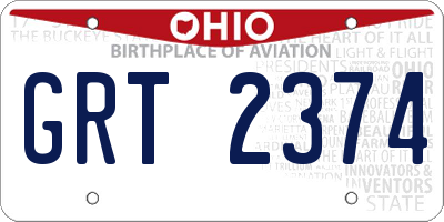 OH license plate GRT2374