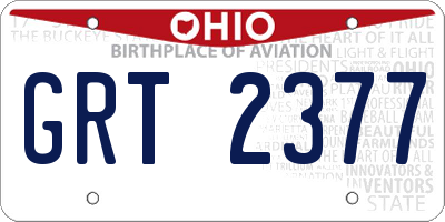 OH license plate GRT2377