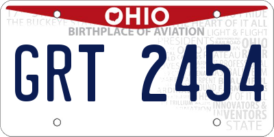 OH license plate GRT2454