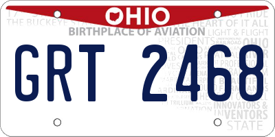 OH license plate GRT2468