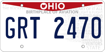 OH license plate GRT2470