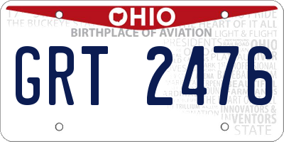 OH license plate GRT2476