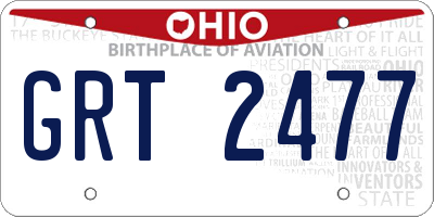 OH license plate GRT2477