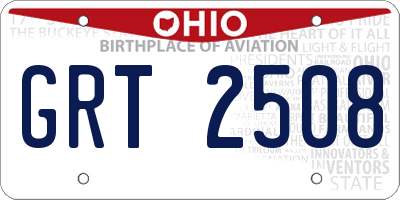 OH license plate GRT2508