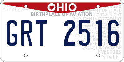 OH license plate GRT2516