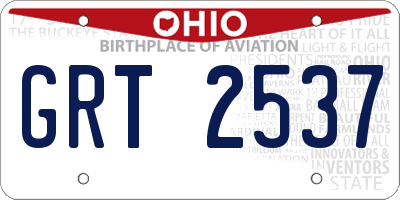 OH license plate GRT2537