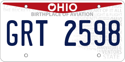 OH license plate GRT2598