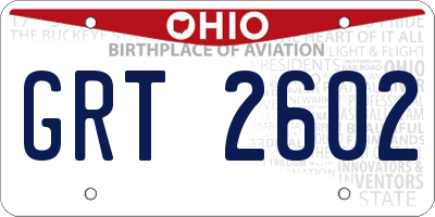 OH license plate GRT2602