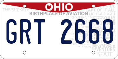 OH license plate GRT2668