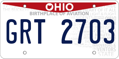 OH license plate GRT2703