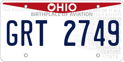 OH license plate GRT2749