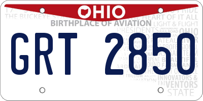 OH license plate GRT2850