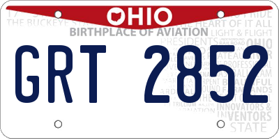 OH license plate GRT2852