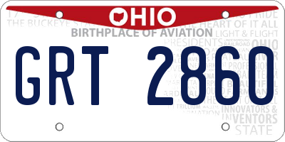 OH license plate GRT2860