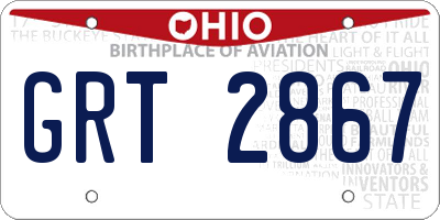 OH license plate GRT2867