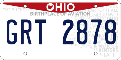 OH license plate GRT2878