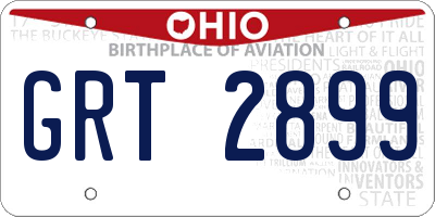 OH license plate GRT2899