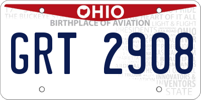 OH license plate GRT2908