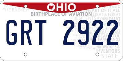 OH license plate GRT2922