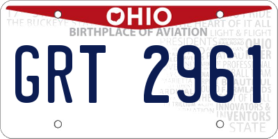 OH license plate GRT2961