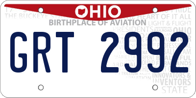 OH license plate GRT2992