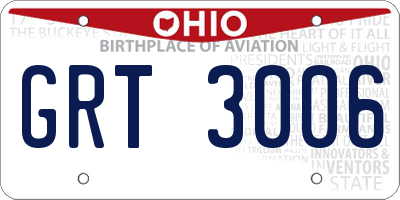 OH license plate GRT3006