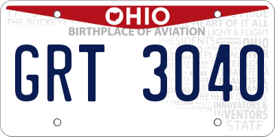 OH license plate GRT3040