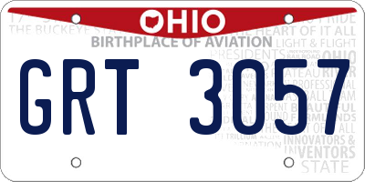 OH license plate GRT3057