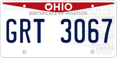 OH license plate GRT3067