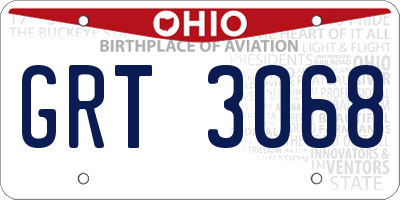 OH license plate GRT3068