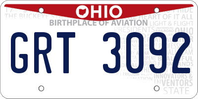OH license plate GRT3092