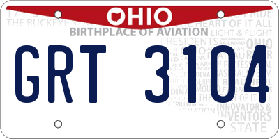 OH license plate GRT3104