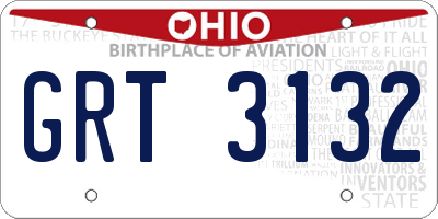 OH license plate GRT3132