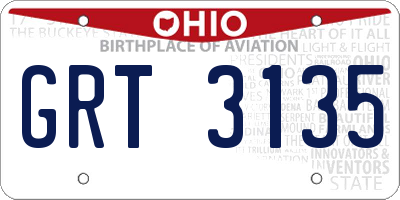 OH license plate GRT3135