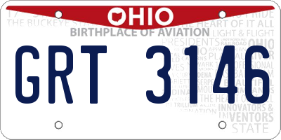 OH license plate GRT3146