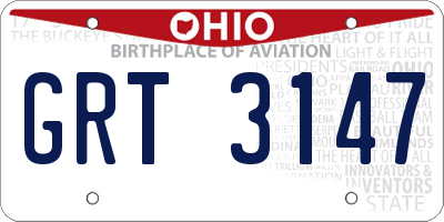 OH license plate GRT3147