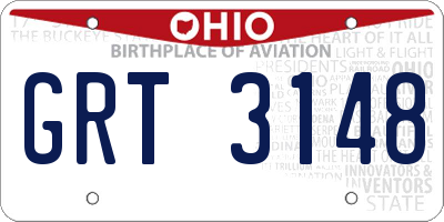 OH license plate GRT3148