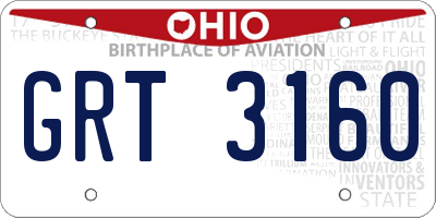 OH license plate GRT3160