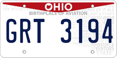 OH license plate GRT3194