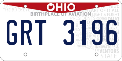 OH license plate GRT3196