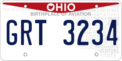 OH license plate GRT3234