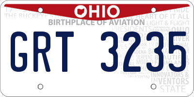 OH license plate GRT3235
